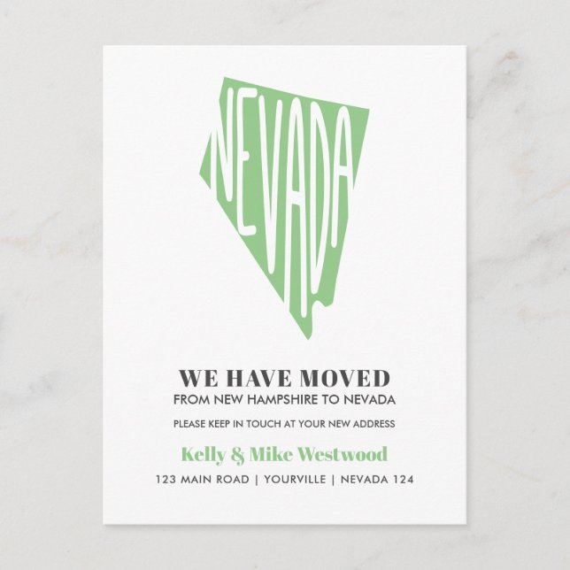NEVADA We've moved New address New Home  Postcard (Front)