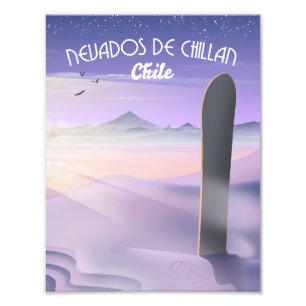 Nevados de Chillan, poster de snowboard au Chili.