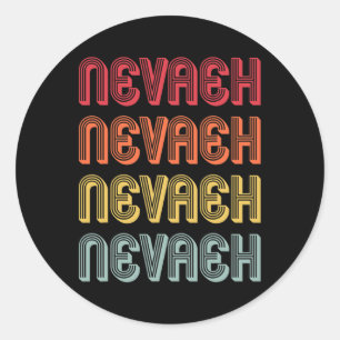 Nevaeh Gift Name Personalized Retro Vintage 80s 90 Classic Round Sticker