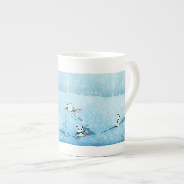 Neve. Fiori. Panda. Bone China Mug (Front Right)