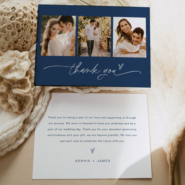 NEVE Navy Blue Photo Wedding Thank You Card (Creator Uploaded)