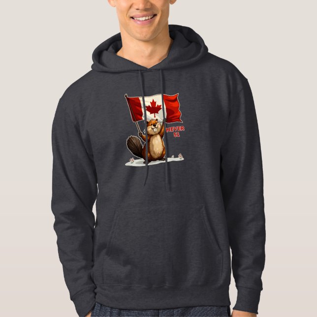 Never 51, Canada Canadian Flag Maple Leaf, Beaver Hoodie (Front)