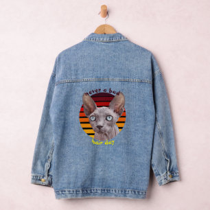 Never a bad hair day Sphynx Cat Denim Jacket