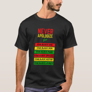 Never Apologize African American Hair Locs Black H T-Shirt