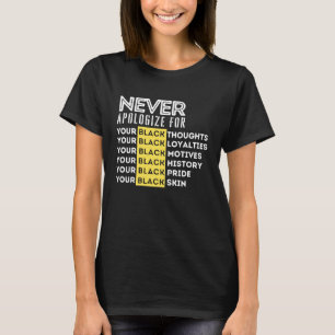 Never Apologize Black History Month BLM Melanin Pr T-Shirt