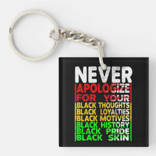 Never Apologize, Black History Month Green Red Keychain