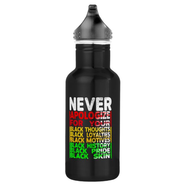 Never Apologize Blackness, Black History 532 Ml Water Bottle (Right)