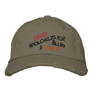 “Never Apologize” Embroidered Hat,Distressed Chino Hat
