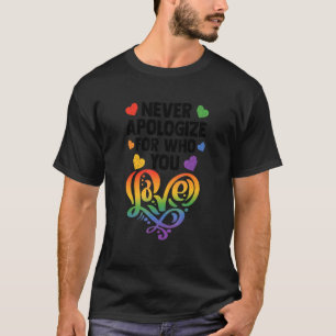 Never Apologize For Who You Are Rainbow Pride Lgbt T-Shirt