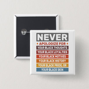 Never Apologize For Your Black History Month Cool 2 Inch Square Button