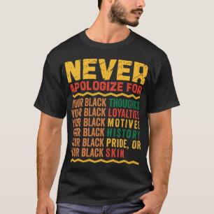 Never Apologize For Your Blackness Black History T-Shirt