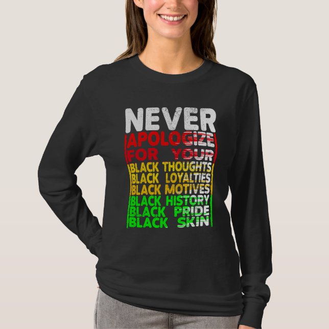 Never Apologize for your Blackness, Black Thoughts T-Shirt (Front)