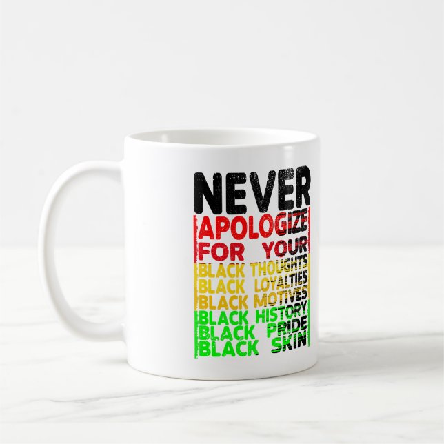 Never Apologize for your Blackness  Coffee Mug (Left)