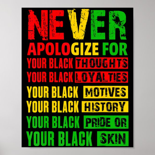 Never Apologize Your Black History Month African A Poster (Front)