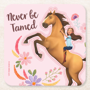 "Never Be Tamed" Spirit & Lucky Stitched Art Square Paper Coaster