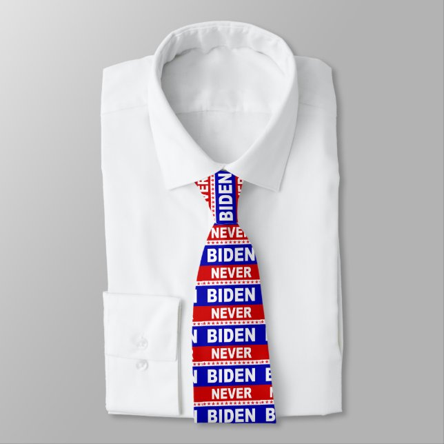Never Biden red white and blue Tie (Tied)