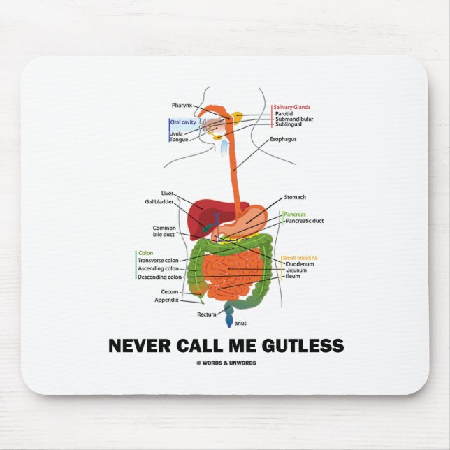 Never Call Me Gutless (Digestive System Humour) Mouse Pad (Front)