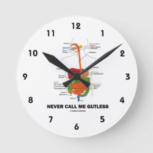 Never Call Me Gutless (Digestive System Humour) Round Clock