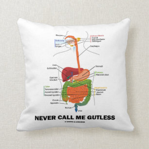 Never Call Me Gutless (Digestive System Humour) Throw Pillow
