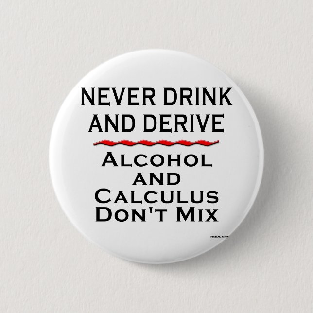 Never Drink and Derive 2 Inch Round Button (Front)
