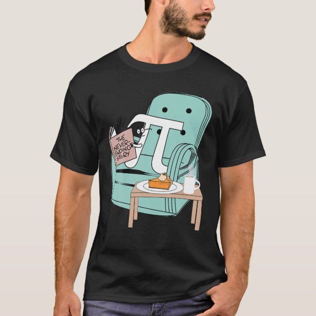 Never Ending Funny Story Pi Day Celebration Math T-Shirt (Front)