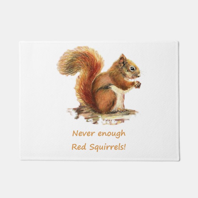 Never Enough Red Squirrels Fun Animal Quote with c Doormat (Front)