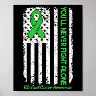 Never Fight Alone Green Bile Duct Cancer Usa Ameri Poster