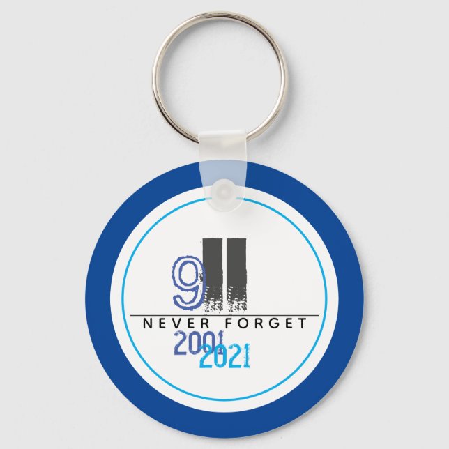 Never Forget 911 Blue World Trade Centre Keychain (Front)
