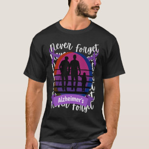 Never Forget Alzheimer's Awareness Retro Purple Fa T-Shirt