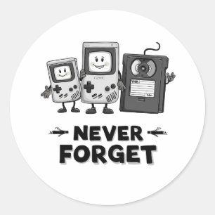 Never Forget Casse tape Vintage 90s aesthetic Classic Round Sticker