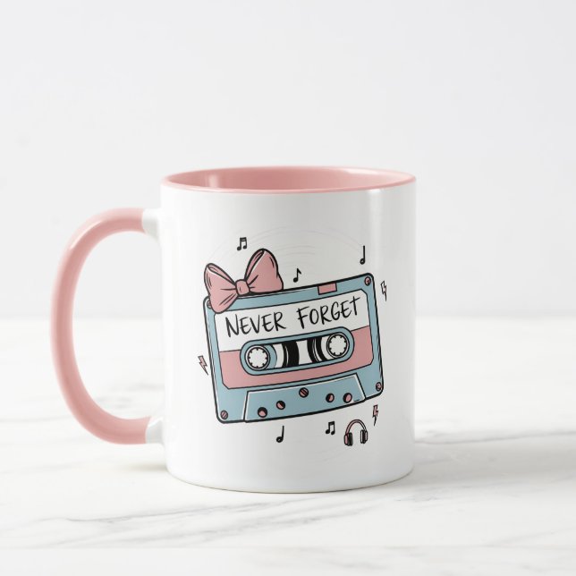 Never Forget Cassette Tape Retro Mug (Left)