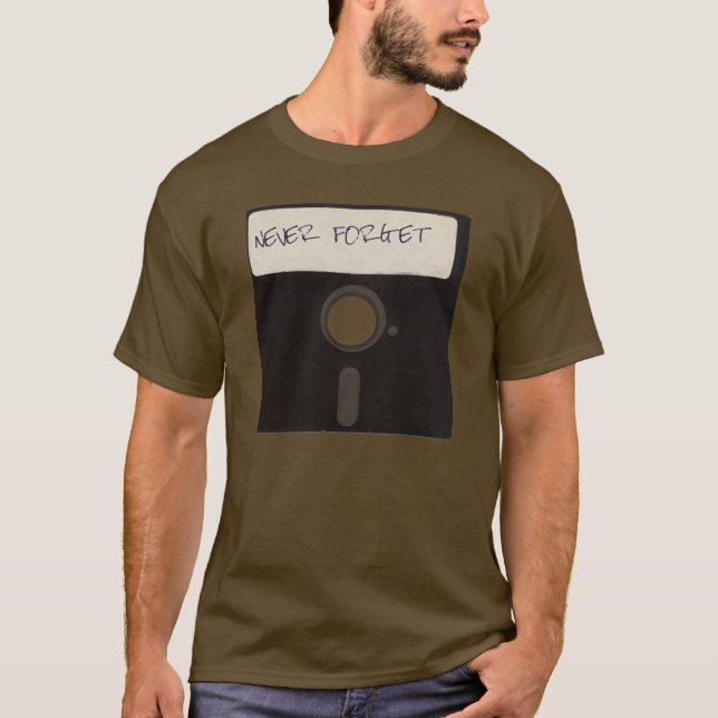 Never Forget Computer Floppy Discs T-Shirt (Front)
