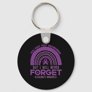 Never Forget Dementia Patients Purple Ribbon  Keychain