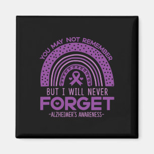 Never Forget Dementia Patients Purple Ribbon Magnet