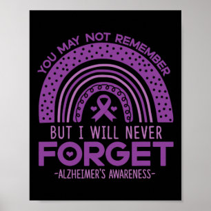 Never Forget Dementia Patients Purple Ribbon Poster