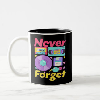 Never Forget Floppy Disk VHS Cassette Tape Vinyl Two-Tone Coffee Mug