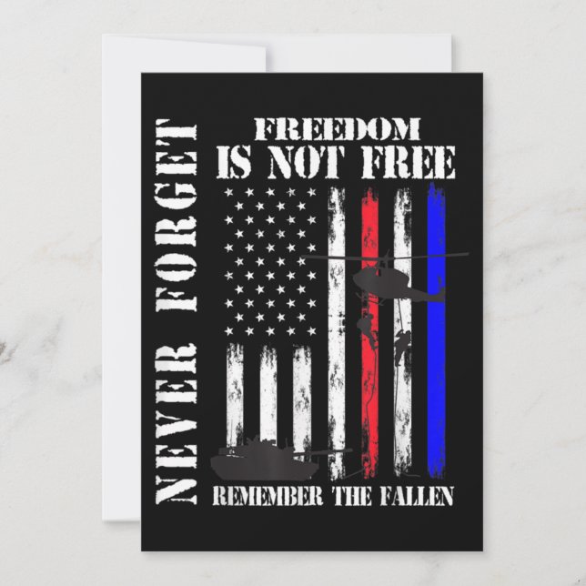 Never forget freedom isn't free veteran memorial d invitation (Front)