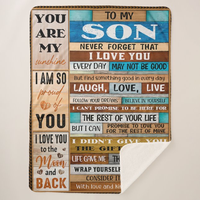 Never Forget I Love U - Dad To Son  Sherpa Blanket (Front)