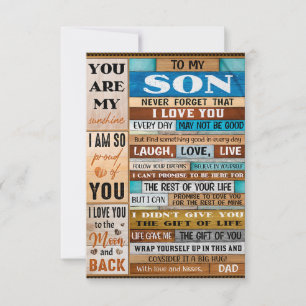 Never Forget I Love U - Dad To Son Thank You Card