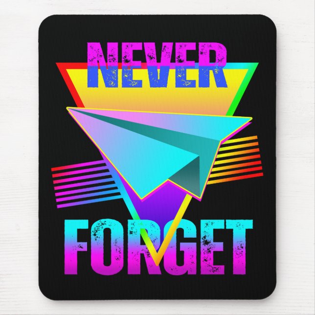 Never Forget Paper Airplane Mouse Pad (Front)