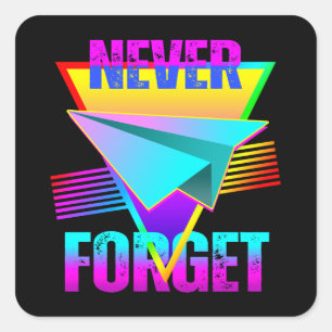 Never Forget Paper Airplane Square Sticker