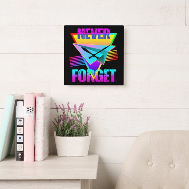 Never Forget Paper Airplane Square Wall Clock (Reading Room)
