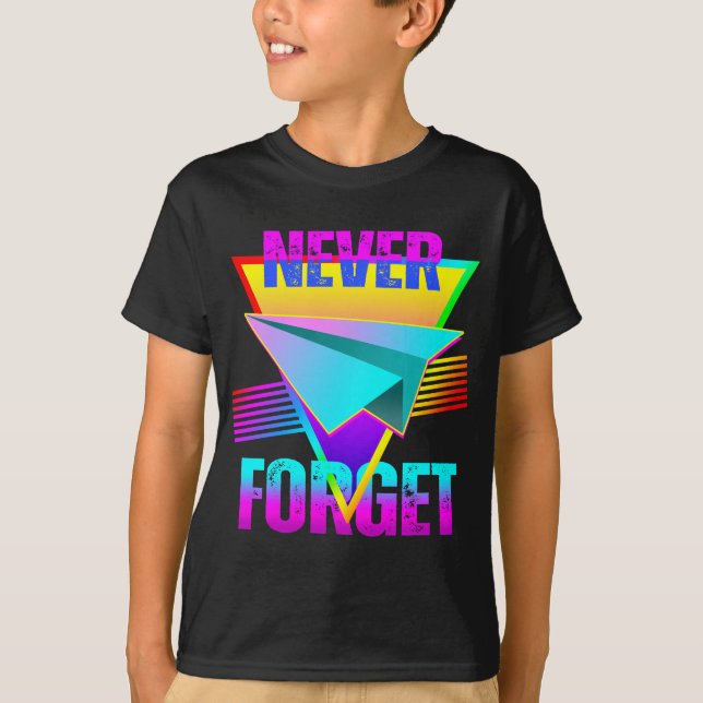 Never Forget Paper Airplane T-Shirt (Front)