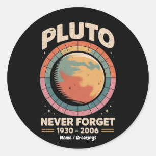 Never Forget Pluto 1930-2006 Funny Retro Space  Classic Round Sticker