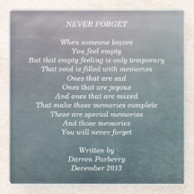"Never Forget" poem - Coaster