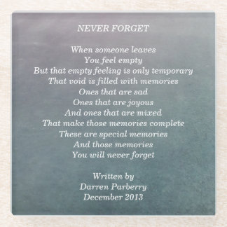 "Never Forget" poem - Coaster