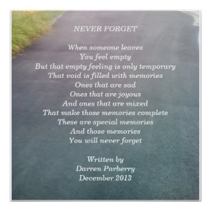 "Never Forget" poem Glossy Poster