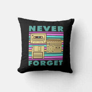 Never Forget Retro 80s Technology Boom Box Gen X  Throw Pillow