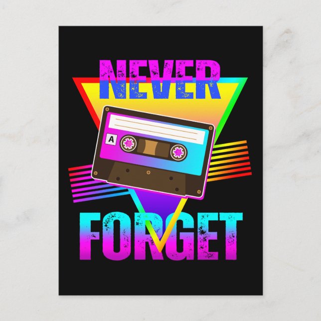 Never Forget Retro Cassette Tape Recorder Postcard (Front)