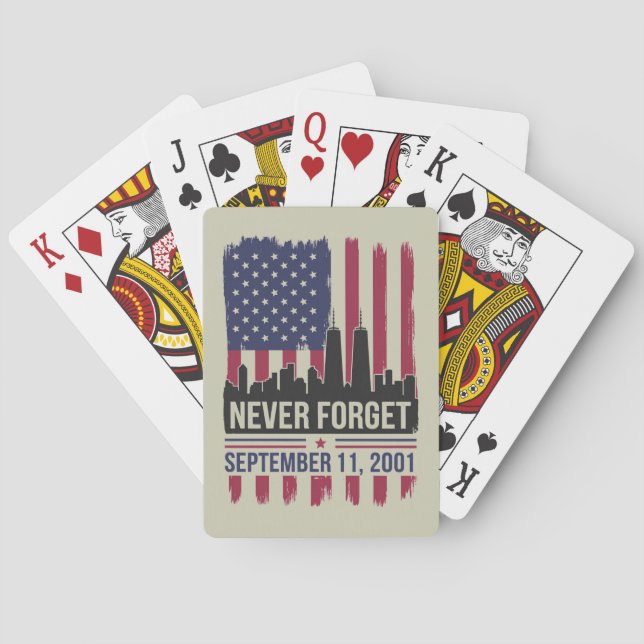 Never Forget September 11 2001 Memorial Day USA Playing Cards (Back)